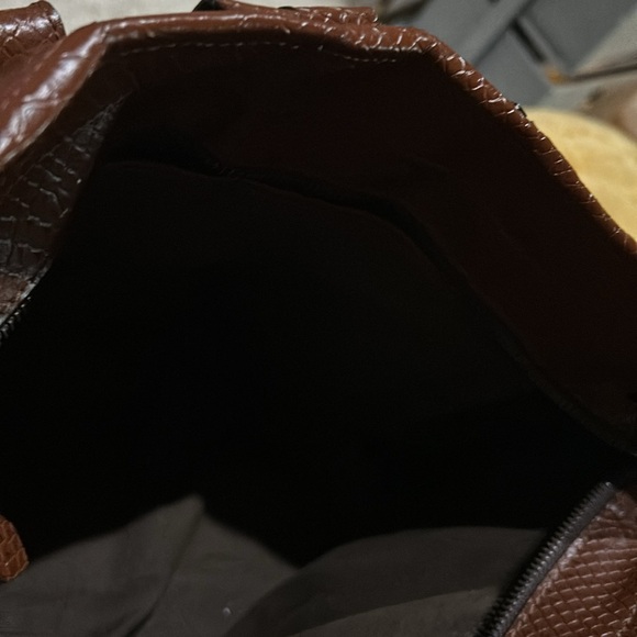 Burberry Brown Ruffled Crocodile Lowry Hobo - Picture 6 of 9